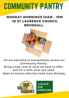 Community Pantry change to opening day for Monday 29th July only